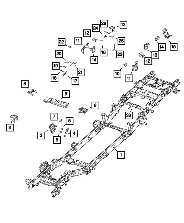 68371585AA - Frame, Bumper and Fascia: Chassis Frame Assembly for Mopar Image image