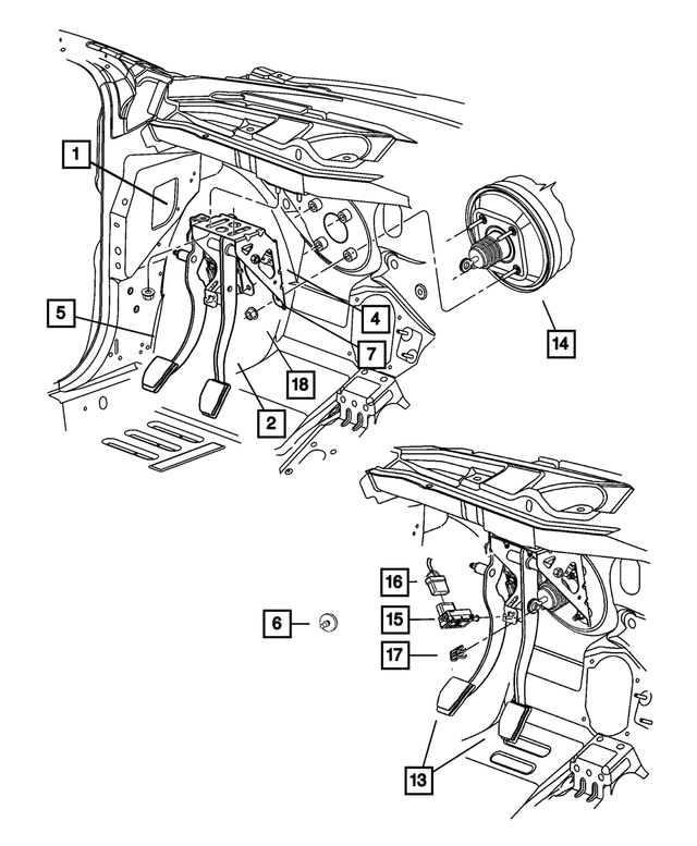 4860035AA - Clutch: Brake Pedal Bracket for Mopar Image image