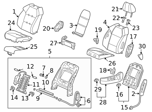 Driver Seat Components for 2008 Acura MDX #0