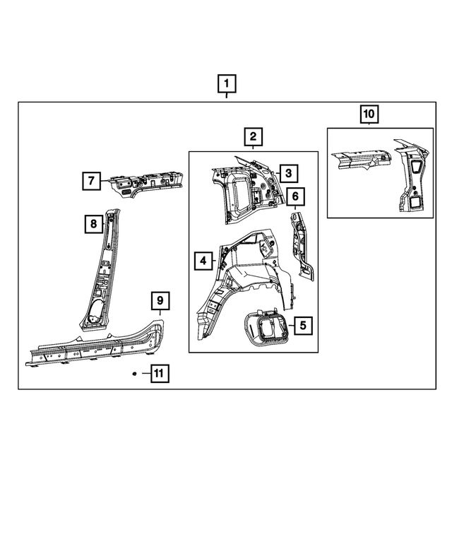 68303420AA - Body Sheet Metal Except Doors: Quarter Inner Panel, Right for Mopar Image