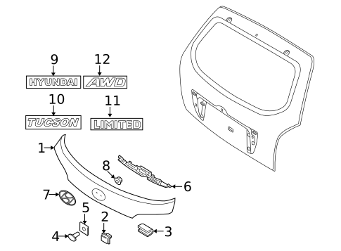 Exterior Trim - Lift Gate for 2015 Hyundai Tucson #0