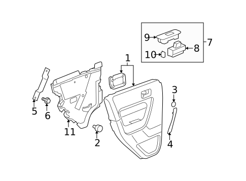 Interior Trim - Rear Door for 2010 Hummer H3 #0