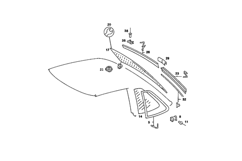 Side Windows, Rear Window Pane for 1989 Mercedes-Benz 560SL #0