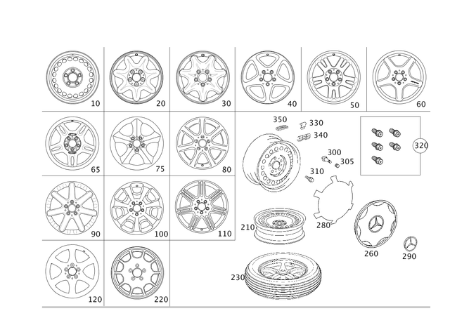 66471054 - Wheels: Disk Wheel for Mercedes-Benz: C230, C240, C280, C32 AMG, C320, C350 Image image