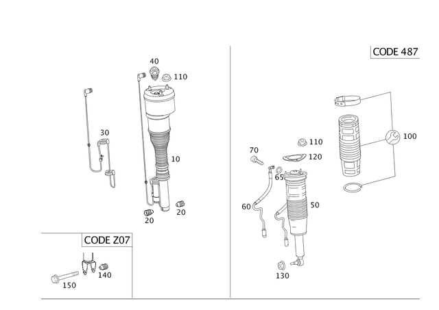 2213200038 - Springs, Suspension and Hydraulics: Air Spring Strut for Mercedes-Benz: S350, S400, S600, S63 AMG Image image