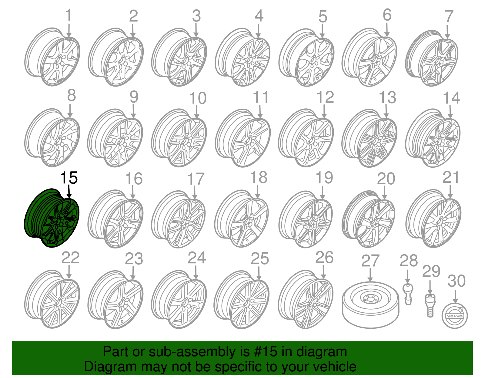 2010-2016 Volvo Aluminum Rim, Erakir 8-Inch X 19-Inch