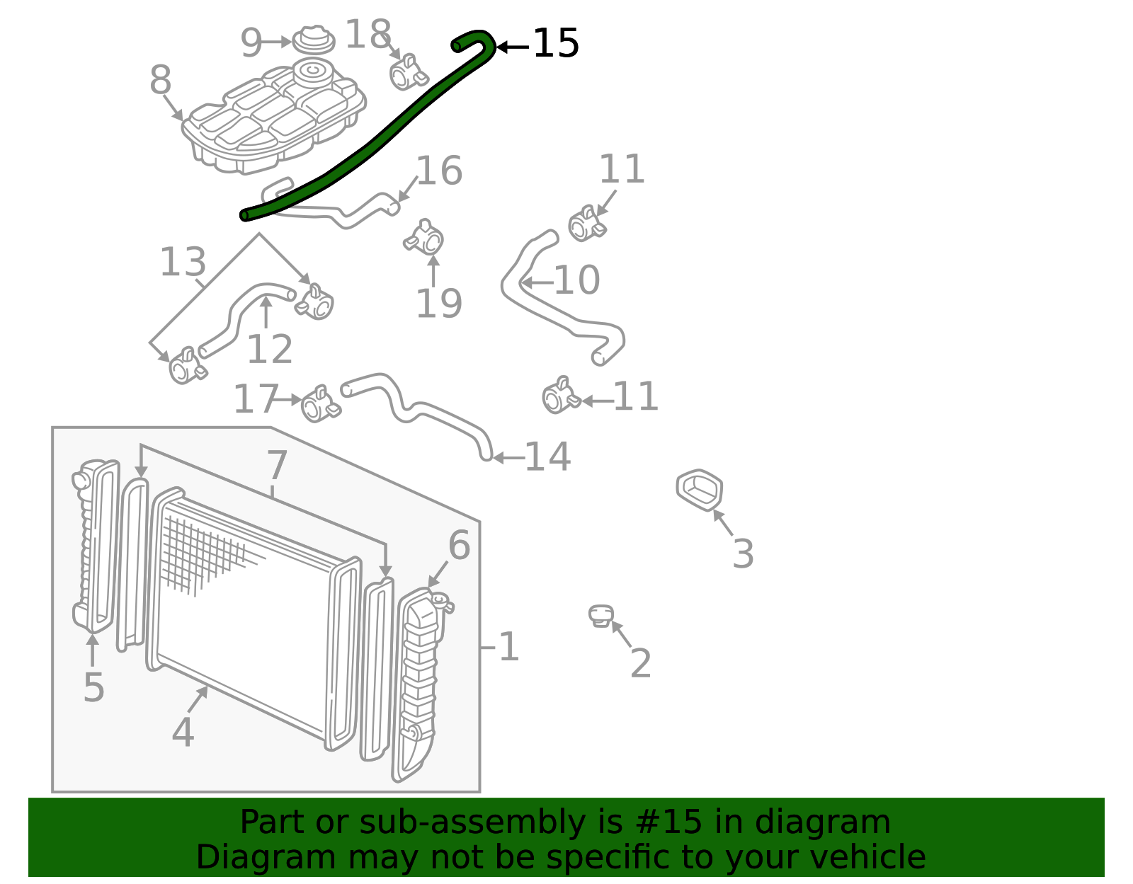 1997-2004 Chevrolet Corvette Radiator Surge Tank Inlet Hose 10408463 ...