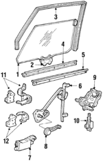 20133627 - Body: Adjustable Glass for Buick: LeSabre | Chevrolet: Caprice, Impala | Oldsmobile: Delta 88 | Pontiac: Parisienne Image