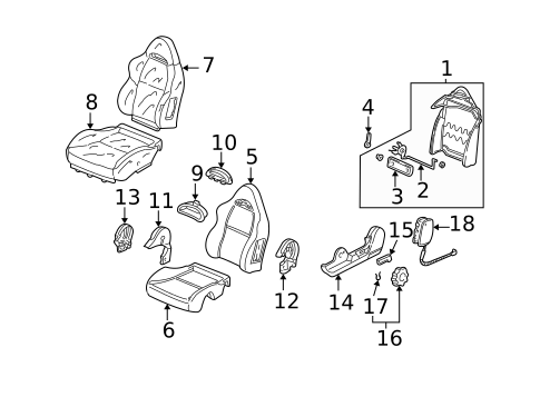 Seat Components for 2002 Acura RSX #0