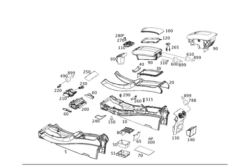 Housing with Tray, Armrest, and Ashtray for 2002 Mercedes-Benz CLK 55 AMG&reg; #0
