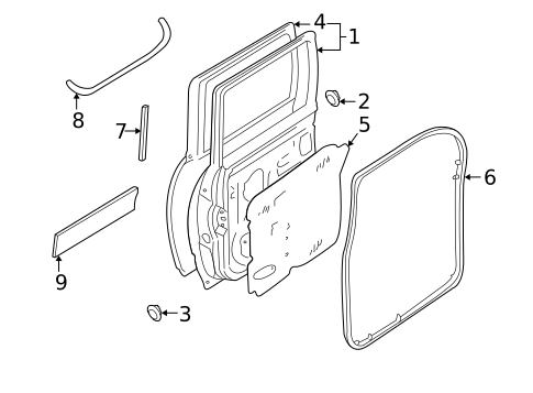 Exterior Trim - Rear Door for 2000 Nissan Xterra #0