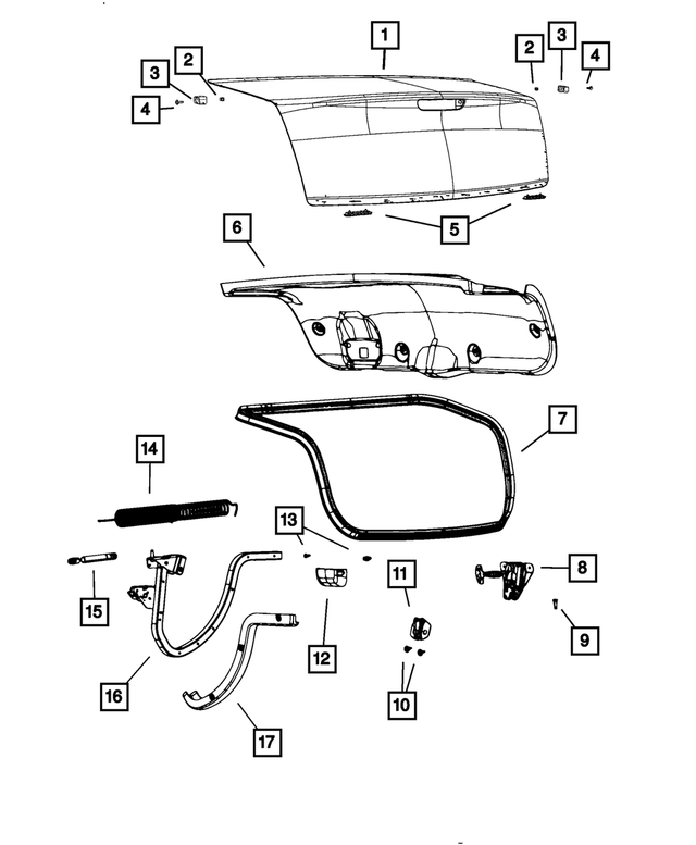 55113574AC - Body Sheet Metal Except Doors: Deck Lid Overslam Bumper for Mopar Image