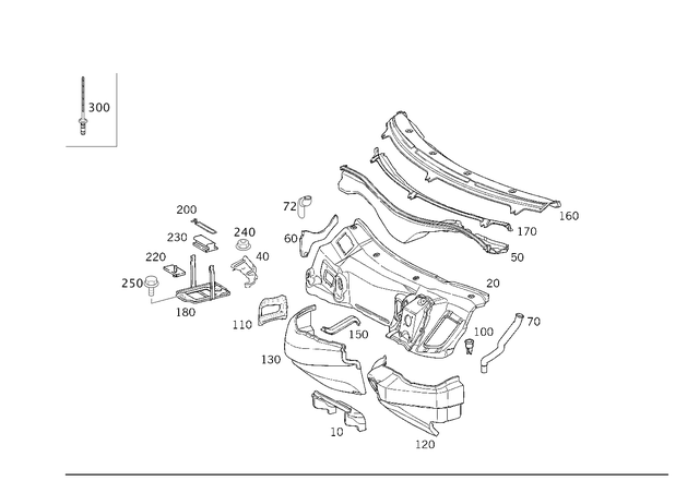 1706201208 - Cowl, Front Panel: Firewall for Mercedes-Benz: SLK230, SLK320 Image image