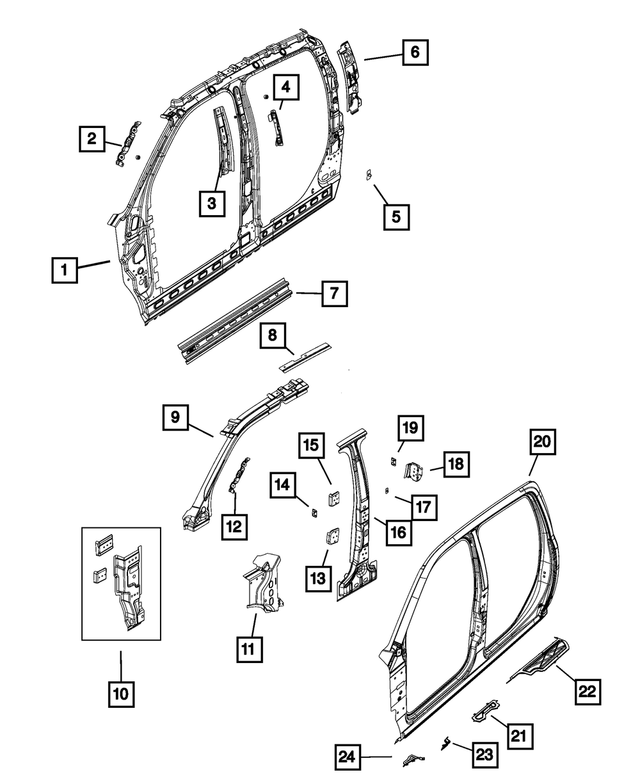 55372805AA - Body Sheet Metal Except Doors: Grab Handle Bracket, Left for Mopar Image