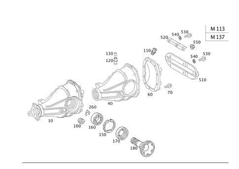 Rear Axle Housing with Differential for 1999 Mercedes-Benz CL500 #0