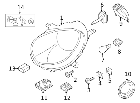 Headlamp Components for 2014 Mini Cooper Countryman #0
