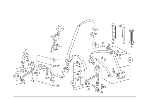 Rear Seat Safety Belt for 2003 Mercedes-Benz S430 #0