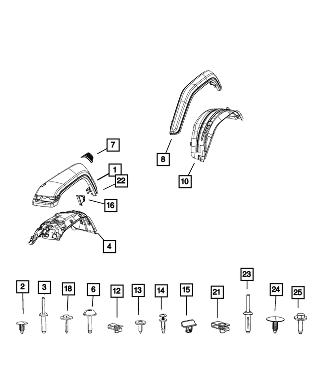 68585408AB - Exterior Ornamentation: Wheel Flare Molding, Right for Mopar Image image