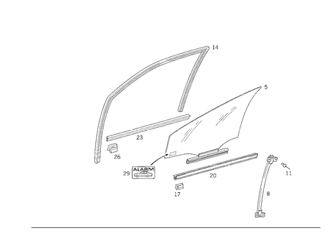 Front Door Windows for 1999 Mercedes-Benz E430 #0