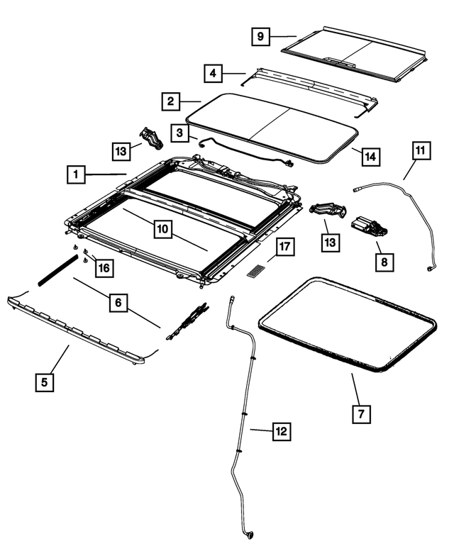 « 68049129AA – Body Sheet Metal Except Doors : Mécanisme Du Toit Ouvrant Couvercle pour Mopar Image »