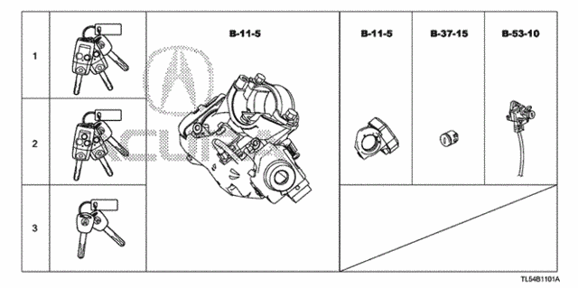 Key Cylinder Set for 2012 Acura TSX #0
