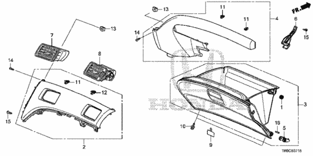 Instrument Panel Garnish (Passenger Side) for 2015 Honda Civic #0
