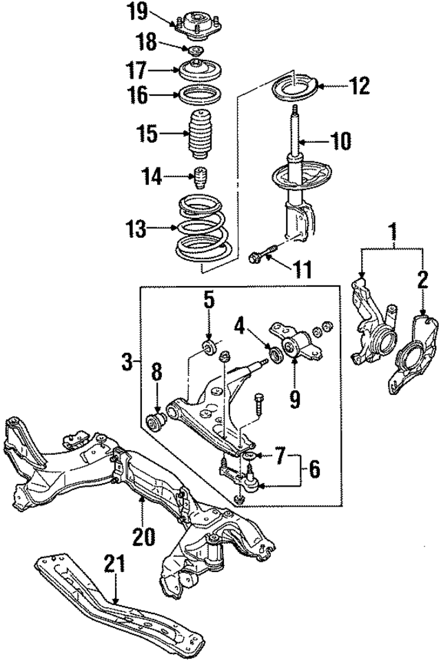 F7CZ3K186AG - Suspension: Knuckle for Ford: Escort | Mercury: Tracer Image