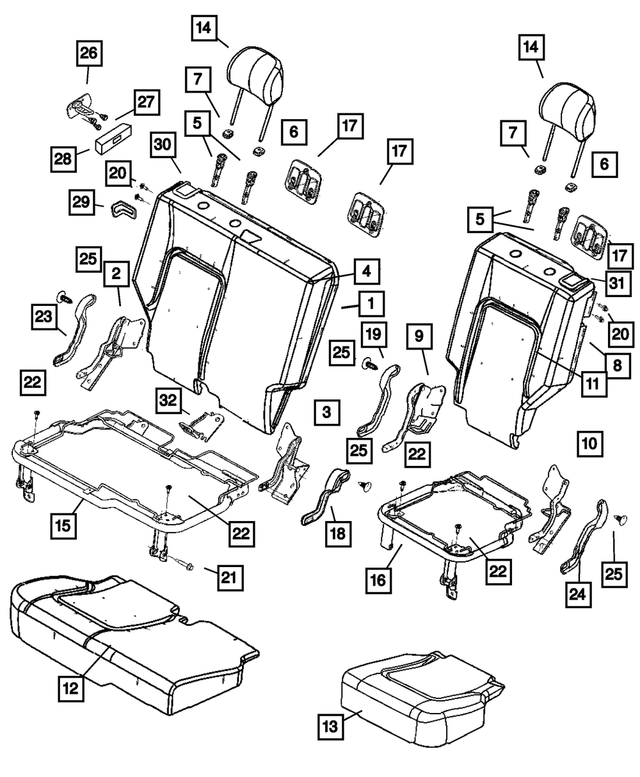XG601DVAA - Interior Trim: Rear Seat Back for Jeep: Liberty Image