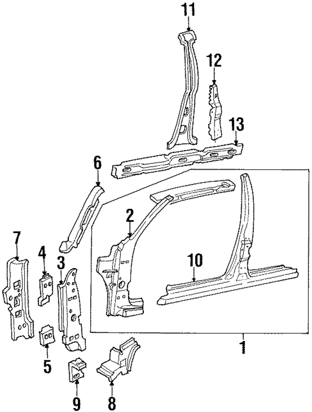 E6DZ54228A40A - Body: Lower Hinge Anchor Plate for Ford Image