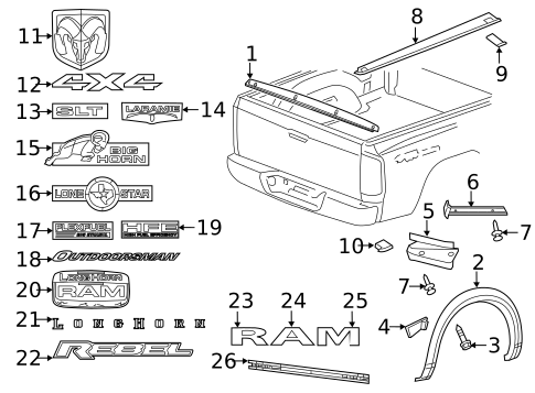 Exterior Trim - Pick UP Box for 2013 Ram 1500 #0