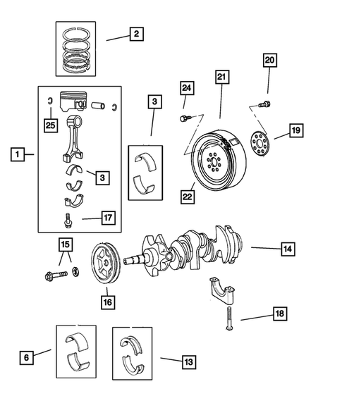 Crankshaft, Piston and Drive Plate for 2001 Chrysler Sebring #0
