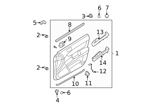 Interior Trim - Front Door for 2006 Hyundai Sonata #0