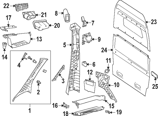 90769013009F93 - Body: Windshield Pillar Trim for Mercedes-Benz Image image