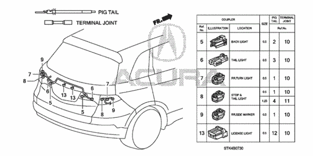 Electrical Connector (RR.) for 2008 Acura RDX #0