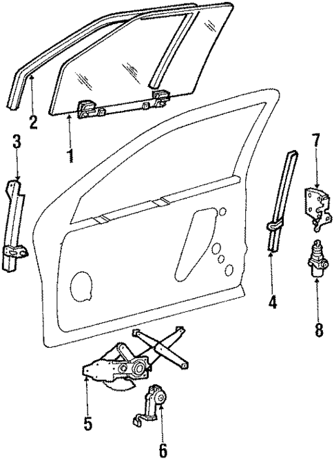 Glass - Door for 1987 Mercury Cougar #0