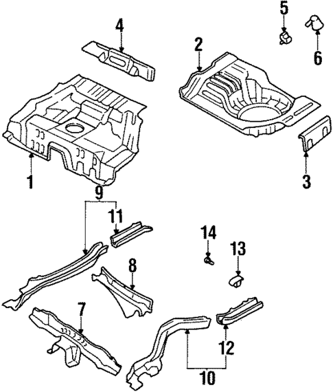 Rear Floor & Rails for 2002 INFINITI G20 #0