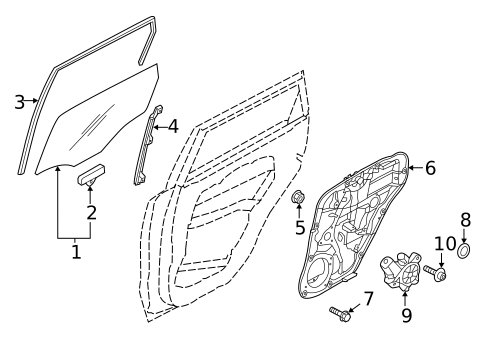 Glass - Rear Door for 2018 Kia Niro #0