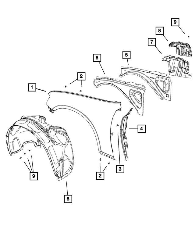 68093434AJ - : Front Wheelhouse Panel, Right for Mopar Image