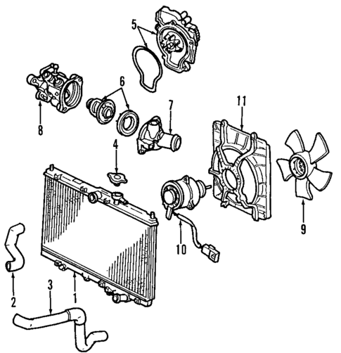 Radiator & Components for 1998 Isuzu Oasis #1