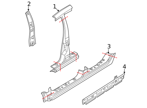 Center Pillar & Rocker for 2002 Mitsubishi Lancer #0
