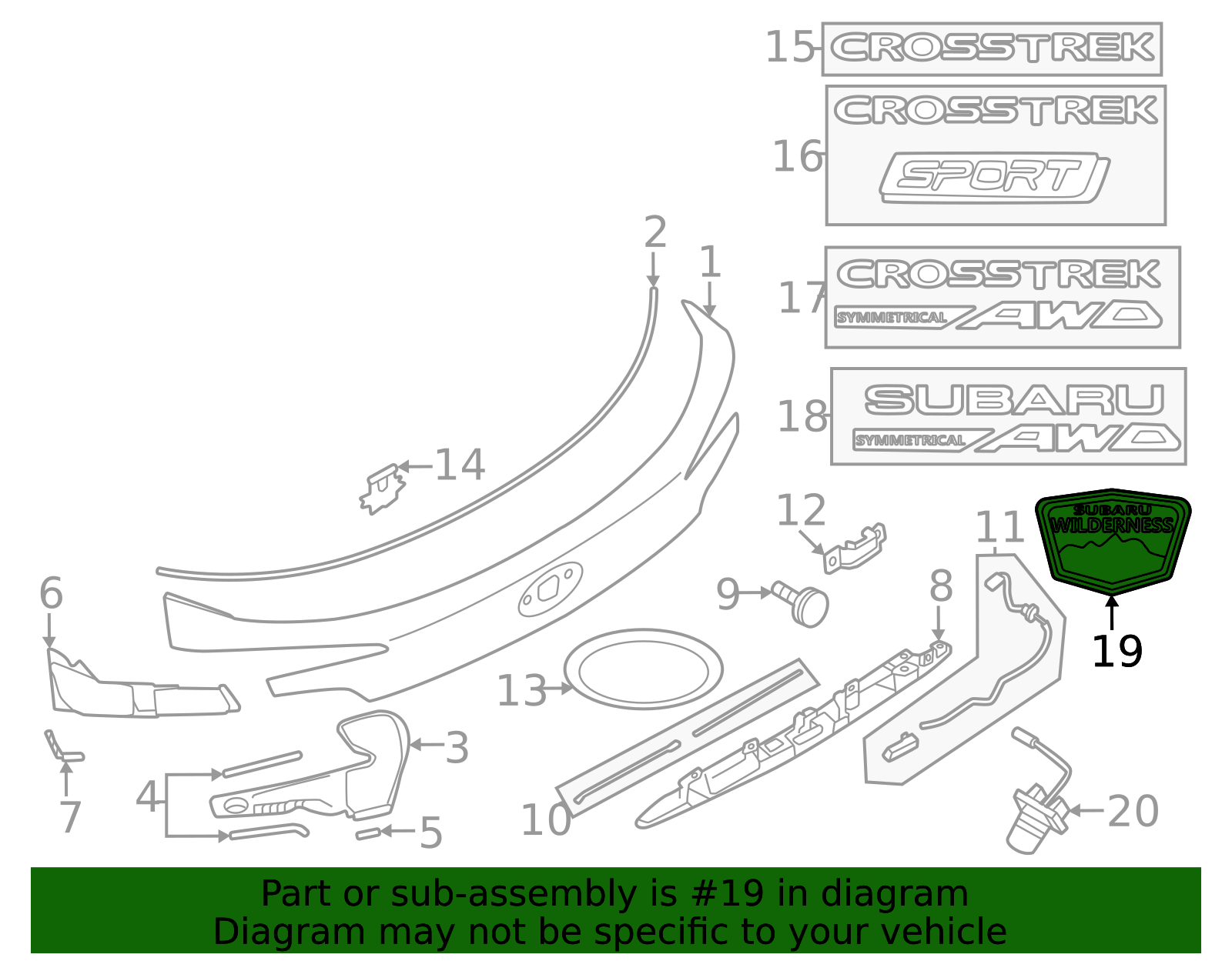 2024-2025 Subaru Crosstrek Nameplate 93079FN120 | Subaru Parts Store