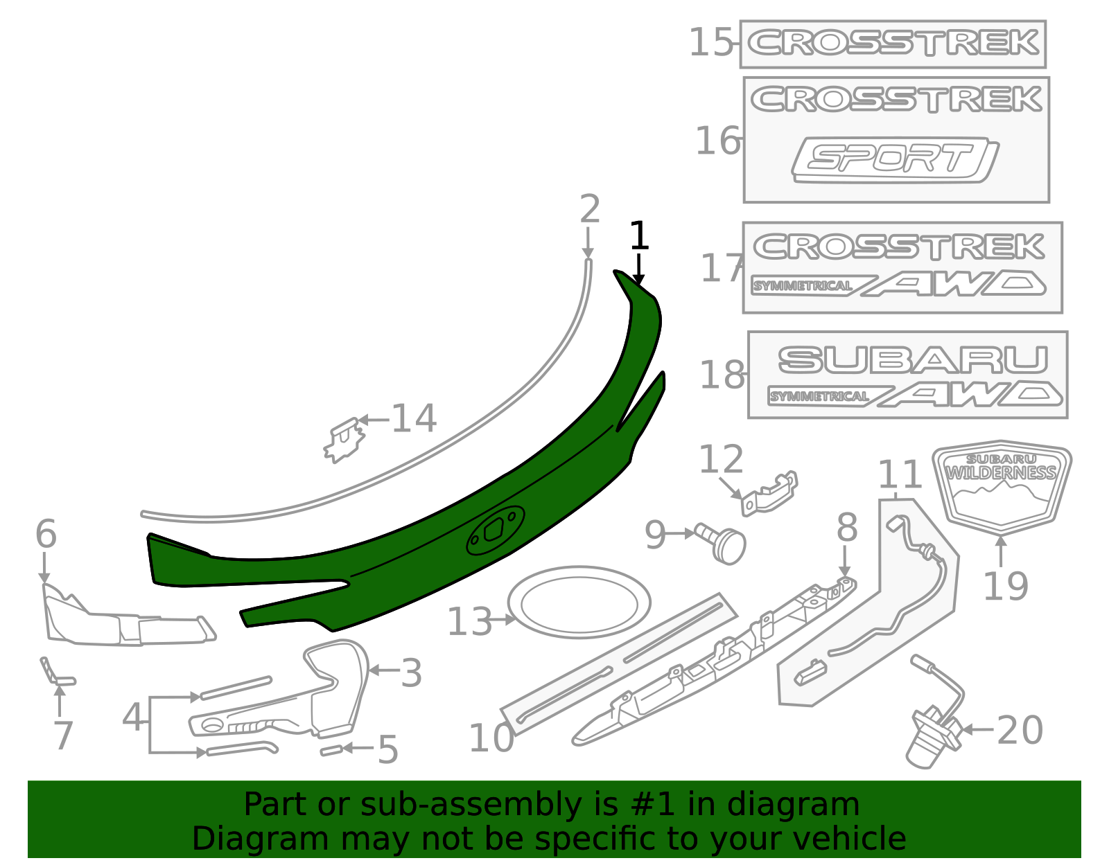 2024-2025 Subaru Crosstrek Lift Gate Panel 91111FN600NN | Subaru