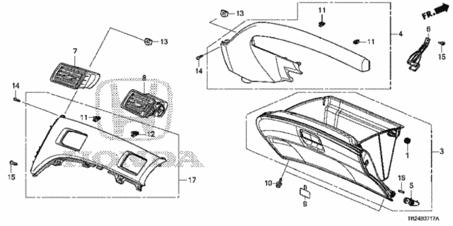 Instrument Panel Garnish (Passenger Side) (2) for 2015 Honda Civic #0
