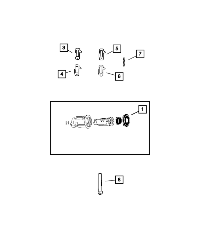 5170480AA - Wiper/Lock Cylinder and Keys: Deck Lid Cylinder Lever for Mopar Image image