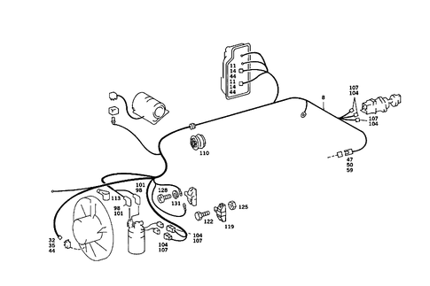 Addit. Cable Harness for Air Condit. , Auto. Air Condit. , Heatg. Control Lightg for 1986 Mercedes-Benz 560 SL #1
