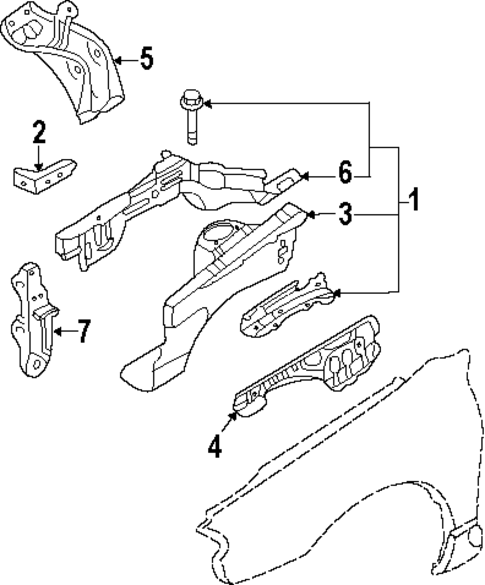 Structural Components & Rails for 1999 Mercury Tracer #0