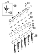68507377AA - Fuel and Accelerator Pedal: Fuel Rail for Mopar Image