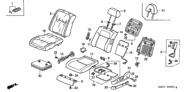 Front Seat (L.) ('00-'03) for 2000 Acura TL #0