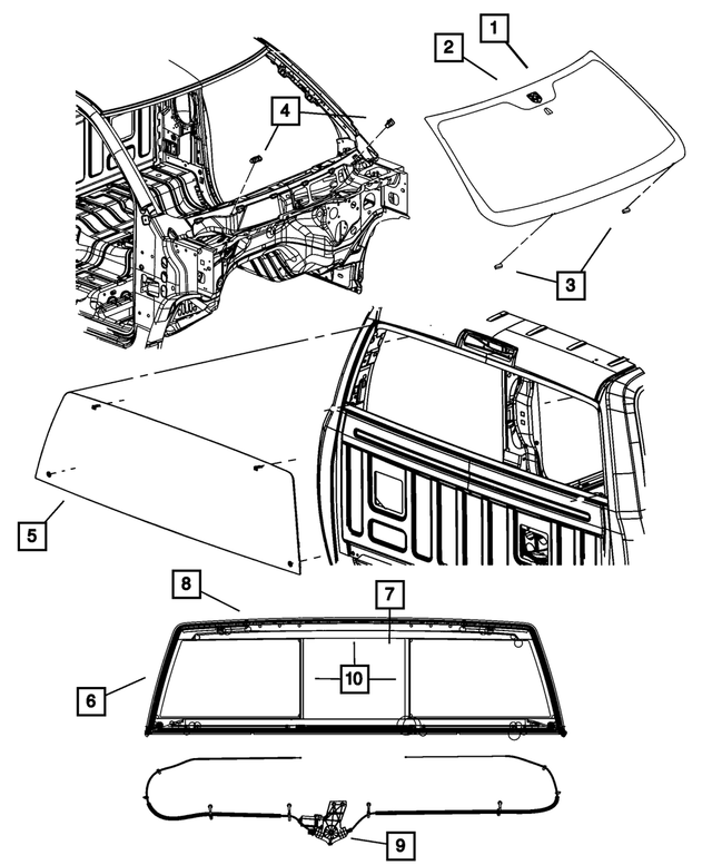 68050019AB - Glass: Windshield for Mopar Image image