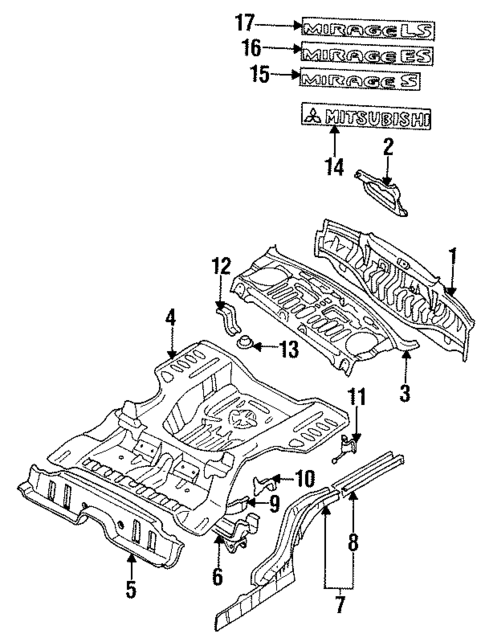 Rear Floor & Rails for 1995 Mitsubishi Mirage #0